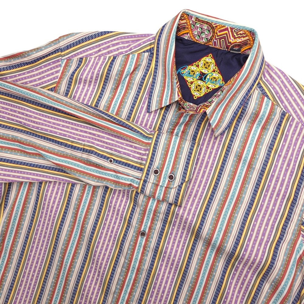 Robert Graham Shirt Mens‎ Medium Multicolor Stripe Long Sleeve Button Up Casual
